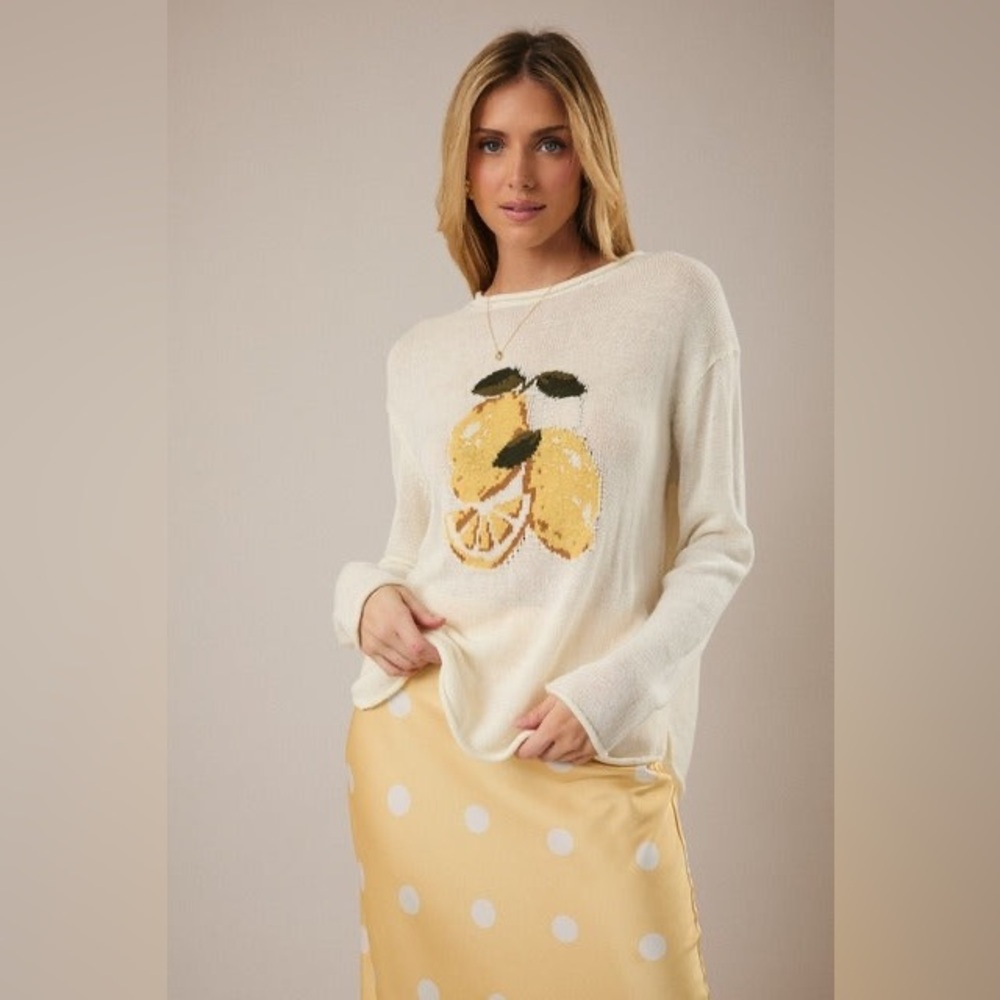 Lemon Graphic Lightweight Knit Sweater - Sunday Edition